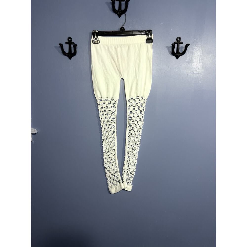 Fabric & Fabric Distressed Leggings Style 711 One Size White